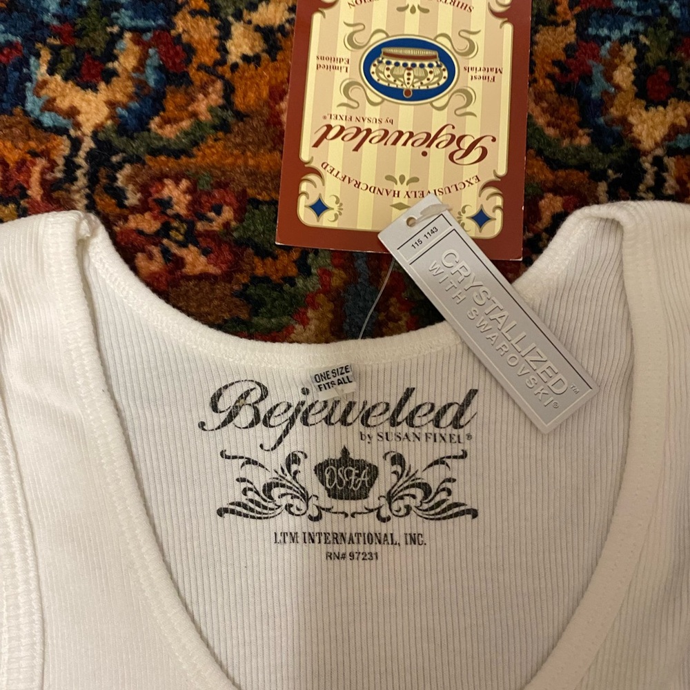 NWT Bejeweled Vintage Tank with Swarovski Crystal and Nailhead Embellishments - Picture 9 of 9